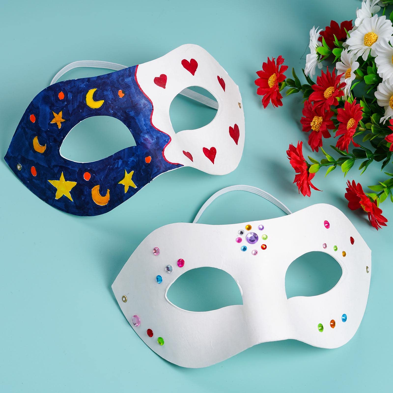 Yookat 14-Piece White Paper Art Masks - DIY Paintable Craft Masks for Mardi Gras and Party Decor