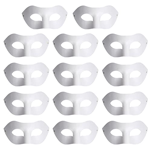 Yookat 14-Piece White Paper Art Masks - DIY Paintable Craft Masks for Mardi Gras and Party Decor