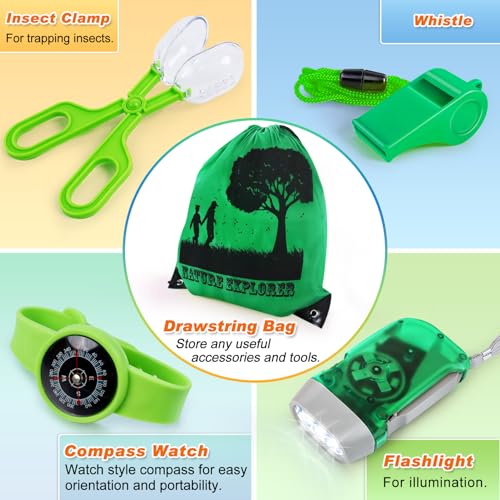 YOPINSAND 10-Piece Bug Catcher Kit for Kids - Outdoor Explorer Set with Backpack, Cage, Net & Compass Watch