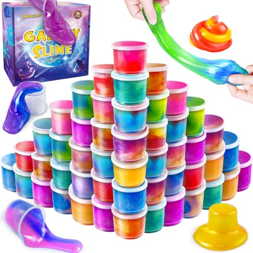 YOPINSAND 50 Pack Galaxy Slime Kit – Non-Sticky Slime for Kids Party Favors