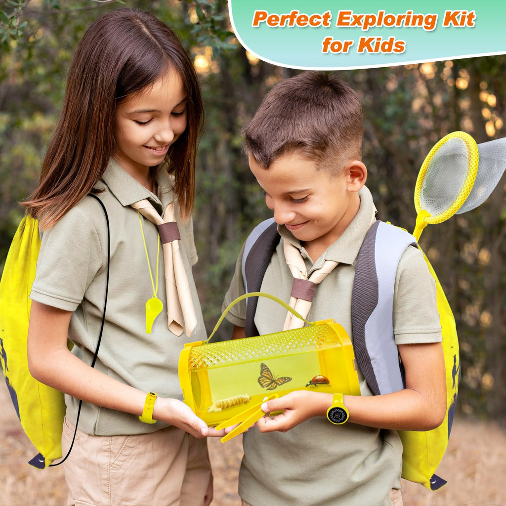 YOPINSAND Bug Catcher Kit – 10-Piece Outdoor Explorer Set for Kids 3-12 with Backpack, Cage, Net, Flashlight