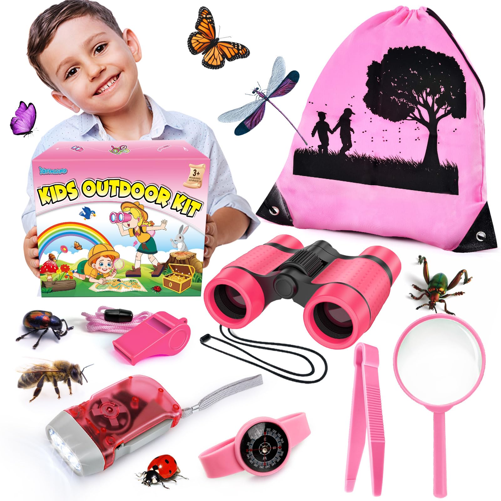 YOPINSAND Kids Explorer Kit & Bug Catcher Set – Outdoor Adventure Gear with Backpack, Binoculars, and More for Ages 3-12