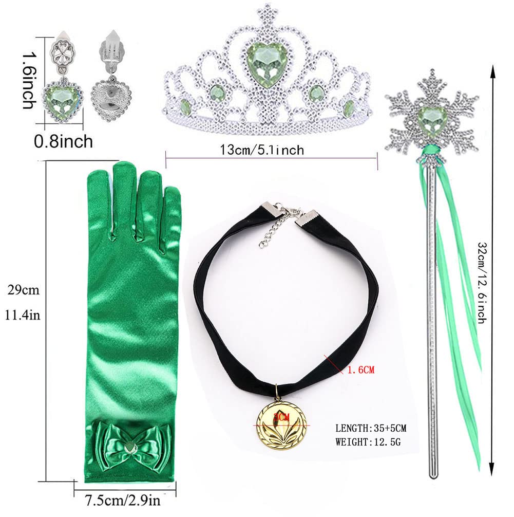 Yosbabe Anna Costume Accessories Set – 6-Piece Princess Dress-Up with Gloves, Tiara, Wand, and Jewelry for Girls Ages 3-10