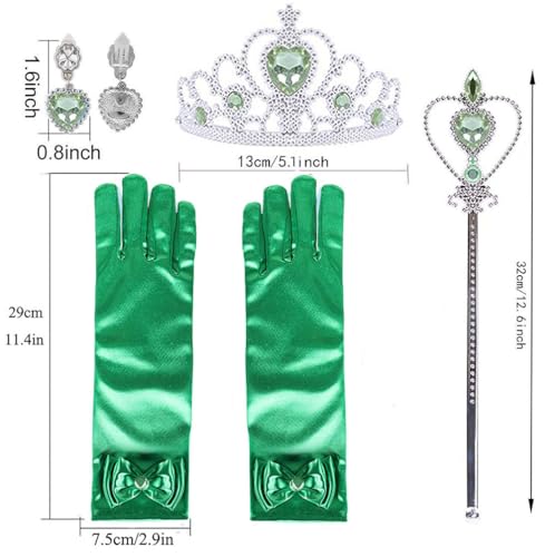 Yosbabe Princess Tiana Costume Accessories Set – 6-Piece Dress-Up with Gloves, Tiara, Wand, Necklace, Earrings & Ring