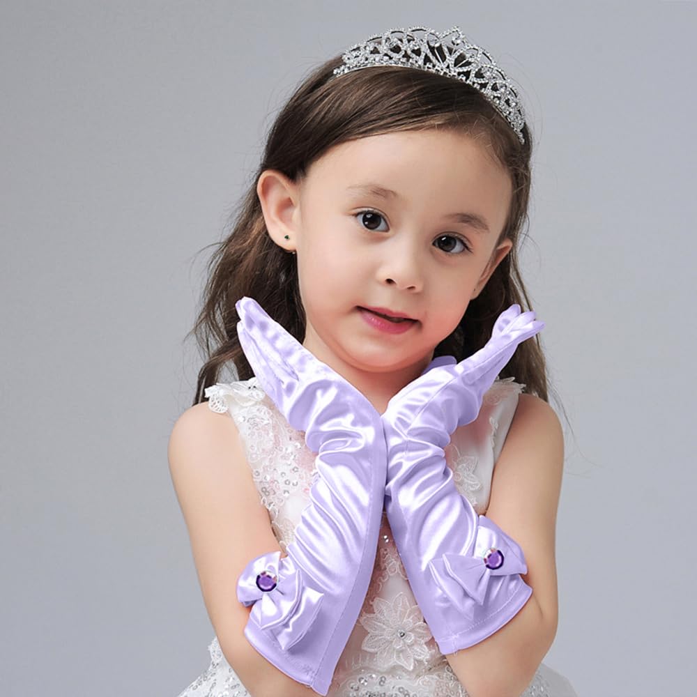 Yosbabe Purple Mermaid Costume Accessories Set – 7-Piece Gloves Tiara Wand Earrings Bracelet Ring Necklace for Girls