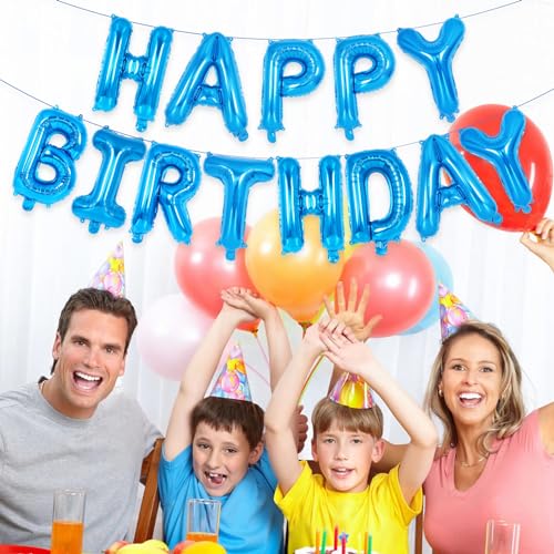 YOTHORN 52-Pack Blue Foil Letter Balloons – 16-Inch Alphabet A-Z for Birthday, Wedding & Party Decor