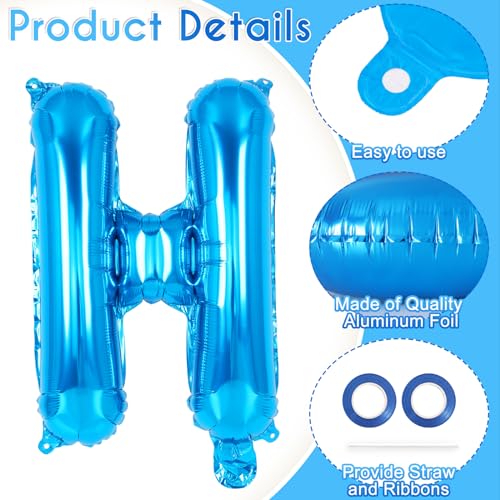 YOTHORN 52-Pack Blue Foil Letter Balloons – 16-Inch Alphabet A-Z for Birthday, Wedding & Party Decor
