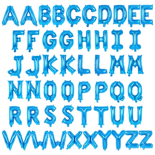 YOTHORN 52-Pack Blue Foil Letter Balloons – 16-Inch Alphabet A-Z for Birthday, Wedding & Party Decor