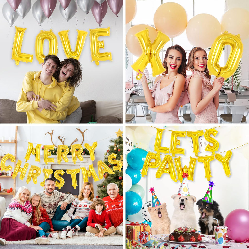 YOTHORN 52 Pcs Gold Letter Balloons – 16 Inch Foil Alphabet A-Z for Party Decorations