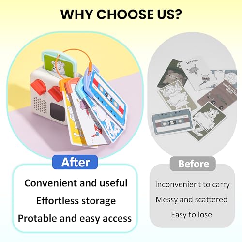 Yoto Card Organizer Set – 10 Reusable Plastic Holders with 3 Steel Rings for Travel and Storage