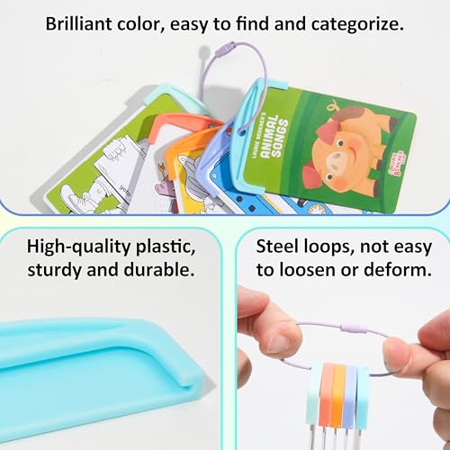 Yoto Card Organizer Set – 10 Reusable Plastic Holders with 3 Steel Rings for Travel and Storage