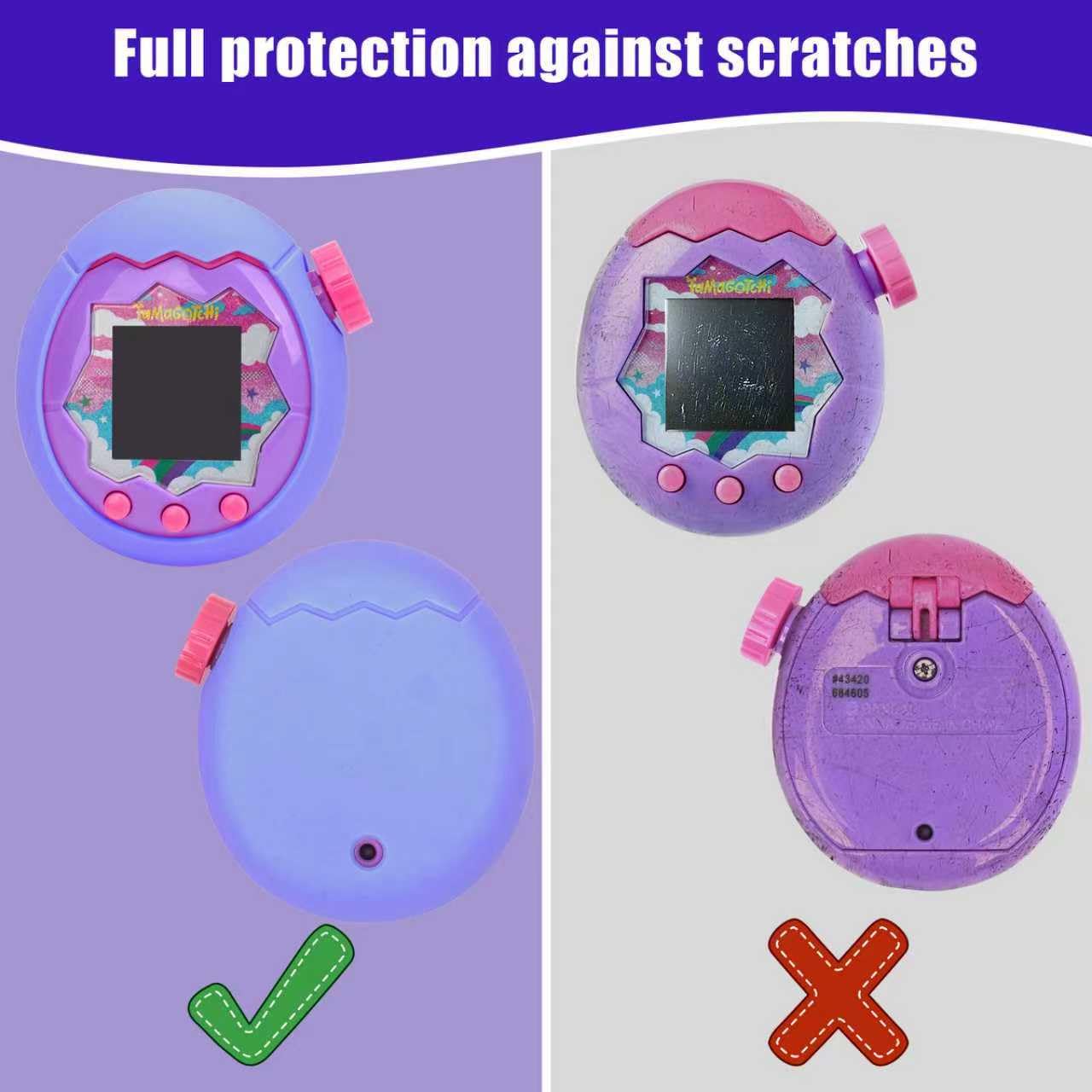YouKnow Silicone Case for Tamagotchi Paradise - Purple with Screen Protector and Wrist Strap