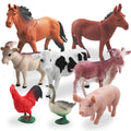 Yowlieu 8-Piece Farm Animal Figurines Set - Realistic Plastic Animals for Toddlers (Pig, Cow, Goat, Sheep, Rooster, Goose, Horse)