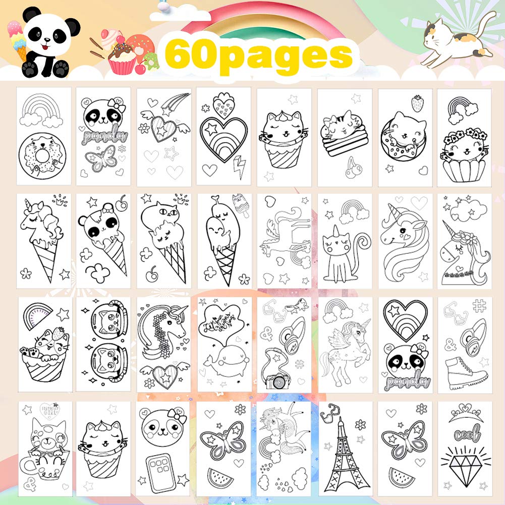 YOYTOO Panda Coloring Book Set with 60 Mess-Free Pages and Colored Pencils for Kids Ages 4-8