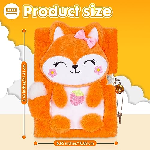 YOYTOO Plush Fox Diary with Lock and Keys – 160 Lined Pages for Girls Ages 5-12