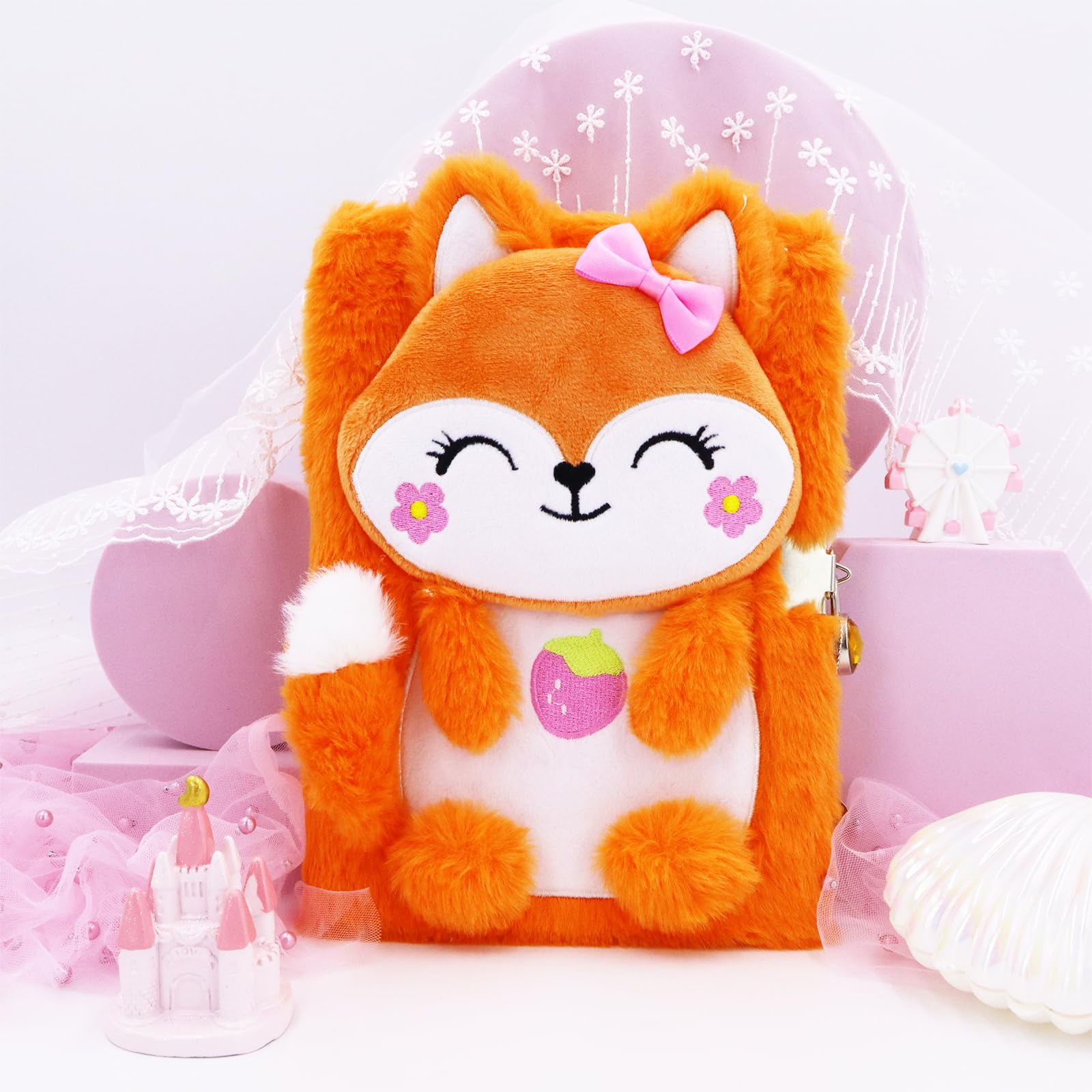 YOYTOO Plush Fox Diary with Lock and Keys – 160 Lined Pages for Girls Ages 5-12