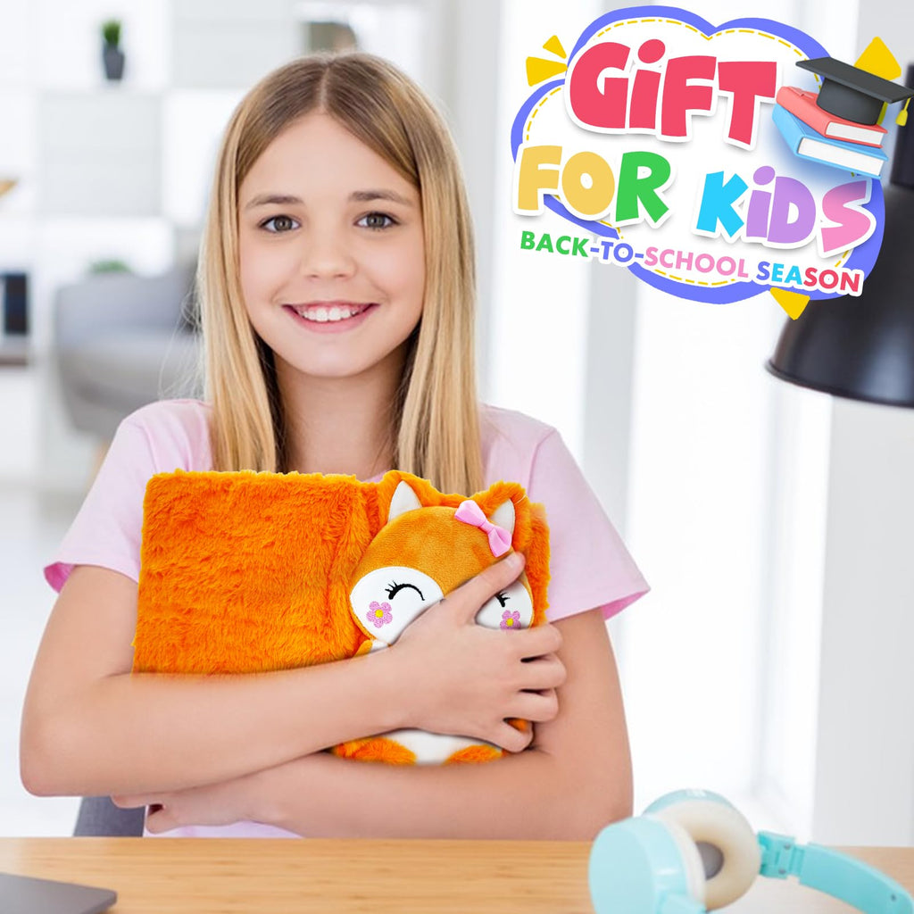 YOYTOO Plush Fox Diary with Lock and Keys – 160 Lined Pages for Girls Ages 5-12