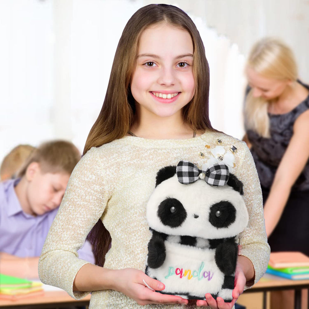 YOYTOO Plush Panda Lockable Diary for Girls – 160 Lined Pages, A5, with Keys – Cute Gift for Ages 5-12