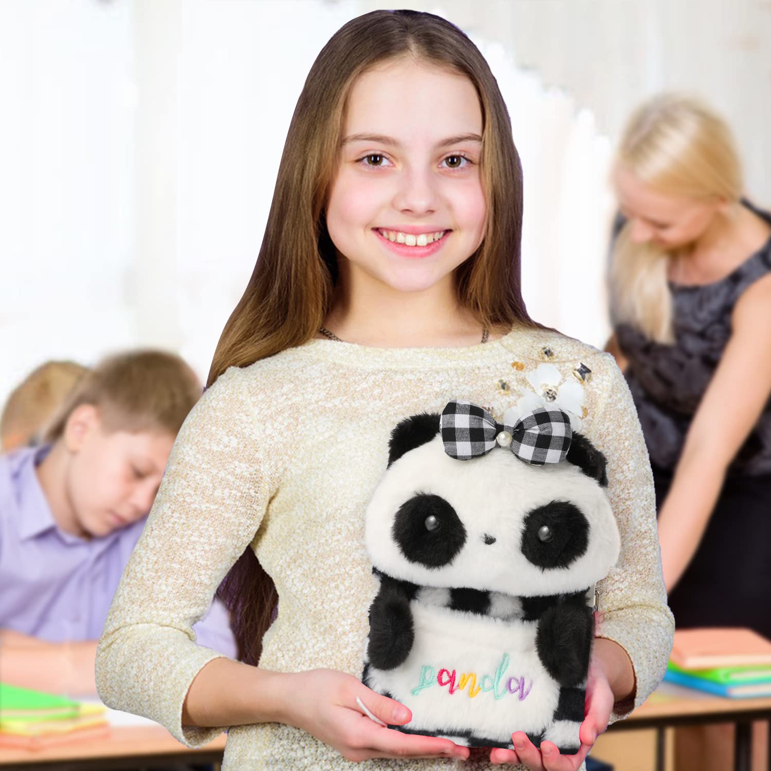 YOYTOO Plush Panda Lockable Diary for Girls – 160 Lined Pages, A5, with Keys – Cute Gift for Ages 5-12