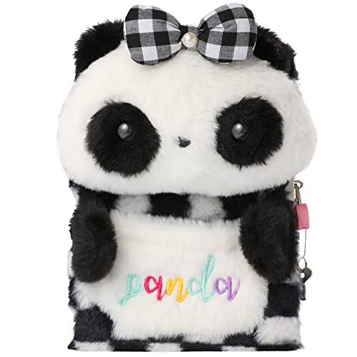 YOYTOO Plush Panda Lockable Diary for Girls – 160 Lined Pages, A5, with Keys – Cute Gift for Ages 5-12