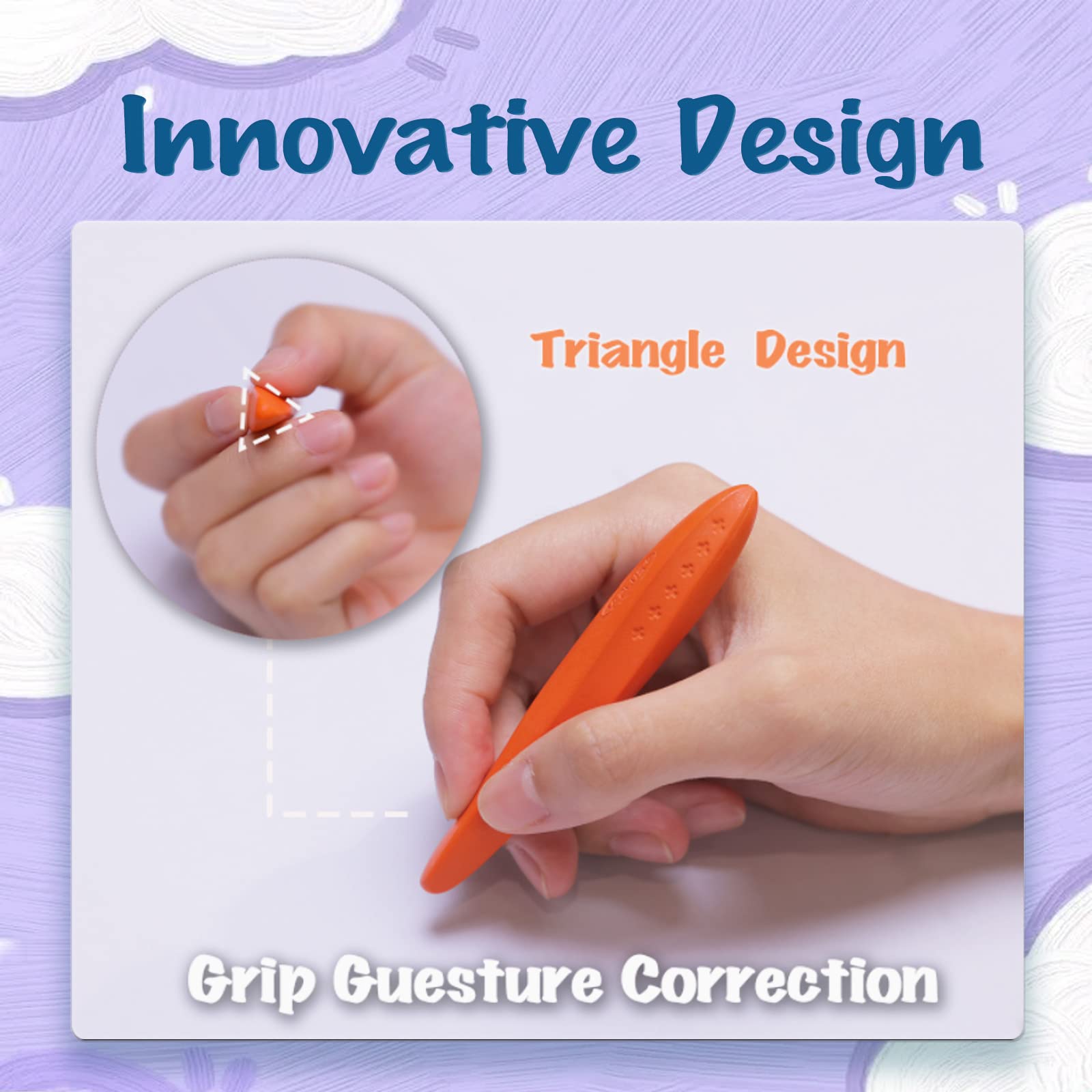 YPLUS Triangle Crayons 12 Colors - Washable Toddler Crayons, Non-Toxic, Easy Grip