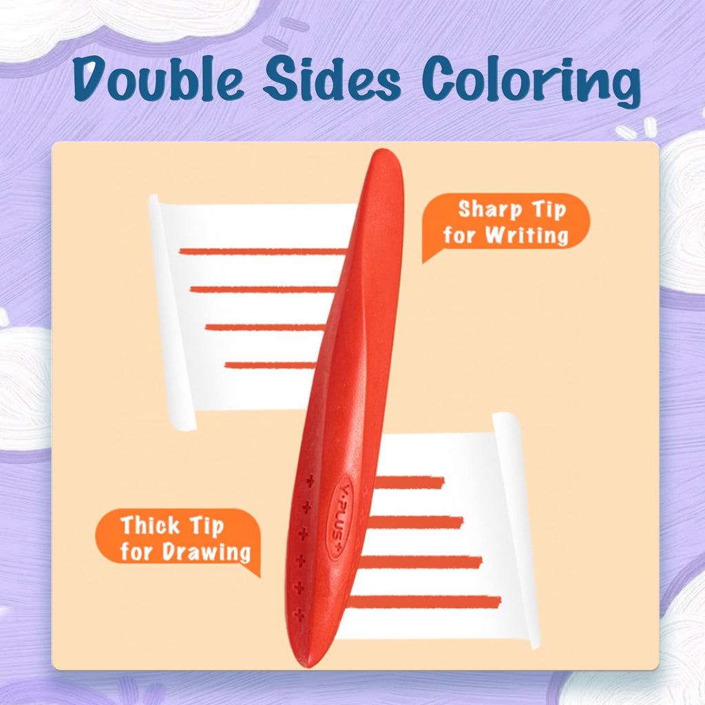 YPLUS Triangle Crayons 12 Colors - Washable Toddler Crayons, Non-Toxic, Easy Grip