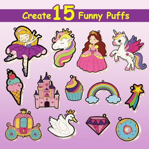 Yrinfay Puffy Paint Kit – Magic 3D Foam Art for Kids, Princess & Unicorn – 15 Pieces