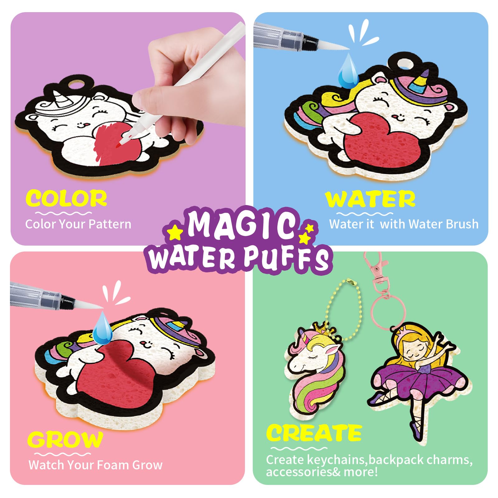 Yrinfay Puffy Paint Kit – Magic 3D Foam Art for Kids, Princess & Unicorn – 15 Pieces