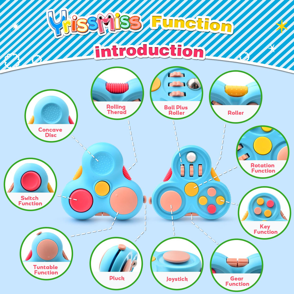 Yrissmiss 3-Pack Fidget Pads for Adults – Quiet Sensory Toys with Clickers, Switches & Silent Spinner for Stress Relief at Work or Home