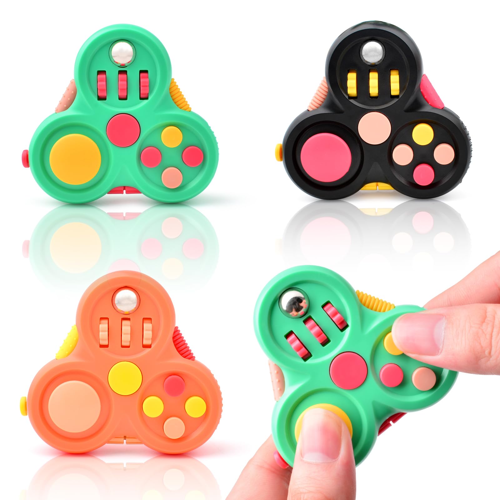 Yrissmiss 3-Pack Quiet Fidget Pads for Adults - Stress Relief Sensory Toys with Clickers, Switches, Sliders & Silent Spinner
