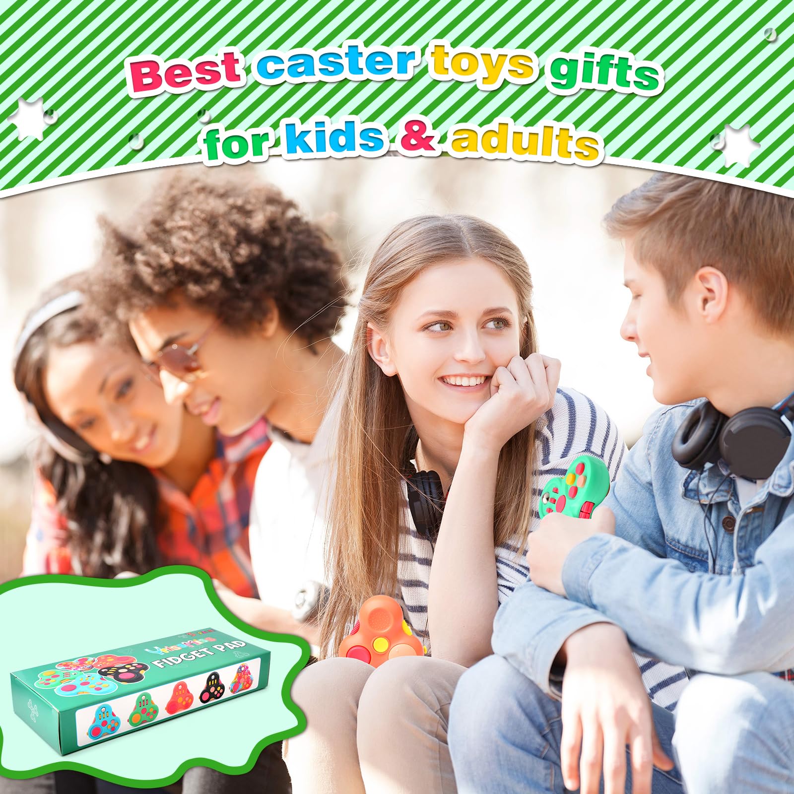 Yrissmiss 3-Pack Quiet Fidget Pads for Adults - Stress Relief Sensory Toys with Clickers, Switches, Sliders & Silent Spinner