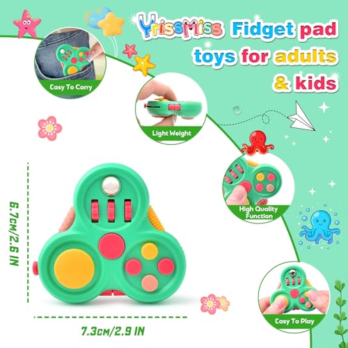Yrissmiss 3-Pack Quiet Fidget Pads for Adults - Stress Relief Sensory Toys with Clickers, Switches, Sliders & Silent Spinner