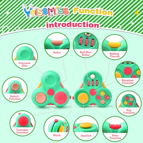 Yrissmiss 3-Pack Quiet Fidget Pads for Adults - Stress Relief Sensory Toys with Clickers, Switches, Sliders & Silent Spinner