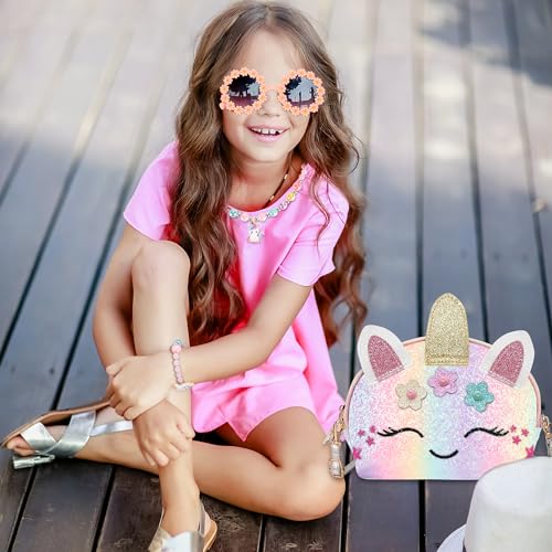 YRUBOHA Unicorn Crossbody Purse for Little Girls – Pretend Play Handbag, Lightweight 3.53 oz, Ages 3+