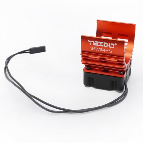 YSIDO 36mm Alloy Heat Sink Fan for 1/10 RC Cars - High Speed 26000 RPM Cooling Fan for 540 550 3650 3660 Brushless Motors (Red)
