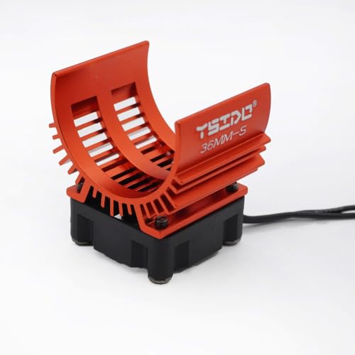 YSIDO 36mm Alloy Heat Sink Fan for 1/10 RC Cars - High Speed 26000 RPM Cooling Fan for 540 550 3650 3660 Brushless Motors (Red)