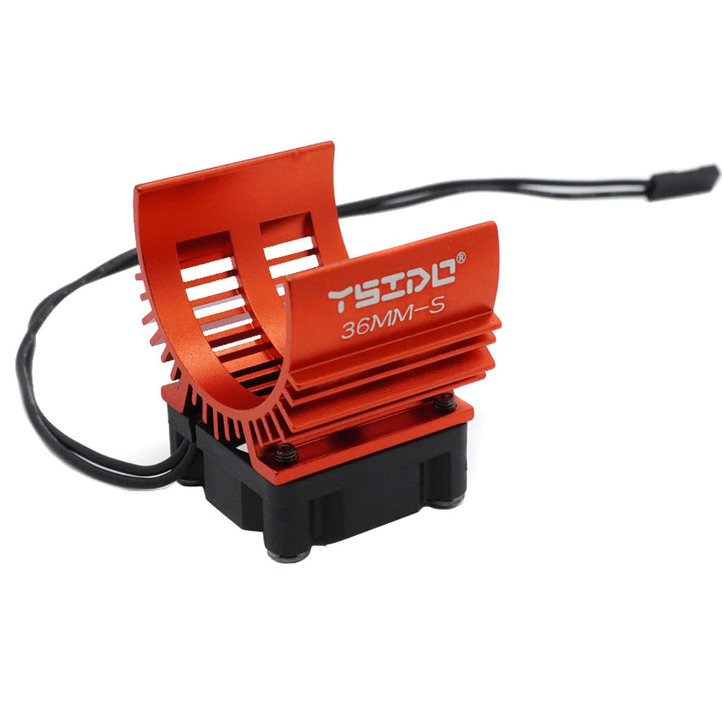 YSIDO 36mm Alloy Heat Sink Fan for 1/10 RC Cars - High Speed 26000 RPM Cooling Fan for 540 550 3650 3660 Brushless Motors (Red)