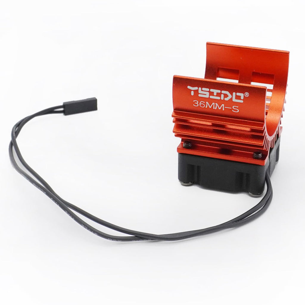 YSIDO 36mm Alloy Heat Sink Fan for 1/10 RC Cars - High Speed 26000 RPM Cooling Fan for 540 550 3650 3660 Brushless Motors (Red)