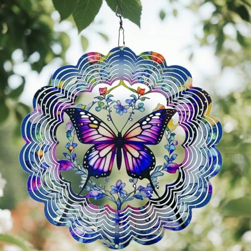 YTAONS 12 Inch Butterfly Wind Spinner – 3D Printed Outdoor Garden Decor with UV-Resistant Plastic