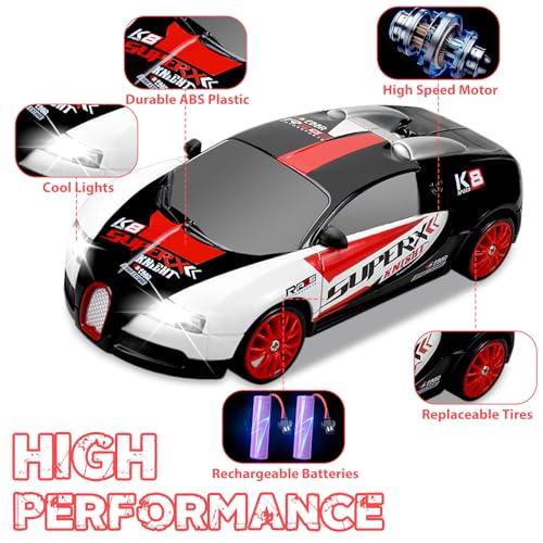 YUAN PLAN 1:24 RC Drift Car 4WD 15KM/H with Lights and Extra Tires - Black