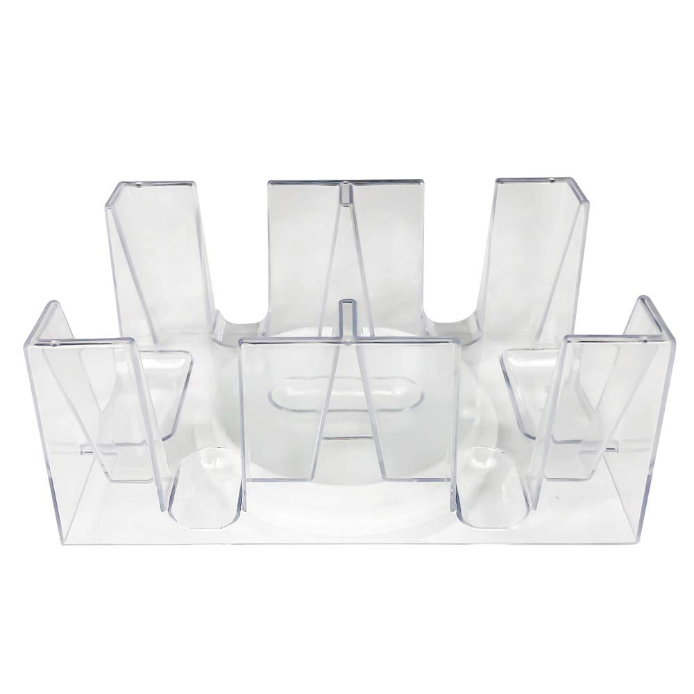 Yuanhe 6 Deck Revolving Canasta Card Tray – Clear Plastic Rotating Holder