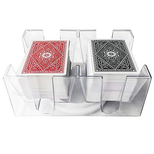 Yuanhe 6 Deck Revolving Canasta Card Tray – Clear Plastic Rotating Holder