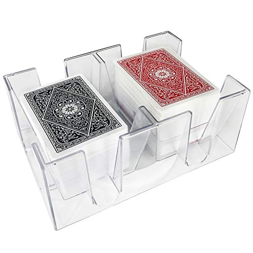 Yuanhe 6 Deck Revolving Canasta Card Tray – Clear Plastic Rotating Holder