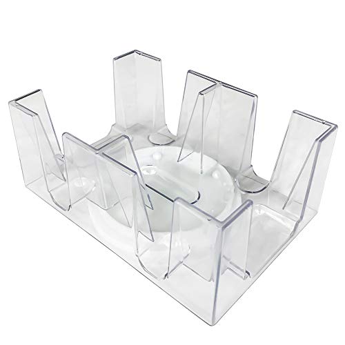 Yuanhe 6 Deck Revolving Canasta Card Tray – Clear Plastic Rotating Holder