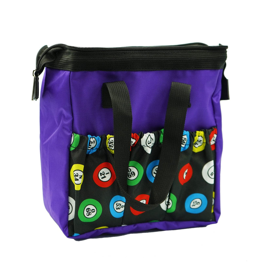 Yuanhe Bingo Dauber Bag – Purple Waterproof Oxford Tote with 6 Pockets