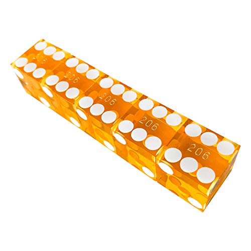 Yuanhe Set of 5 Grade AAA Precision 19mm Serialized Casino Dice with Razor Edges and Corners - Blue