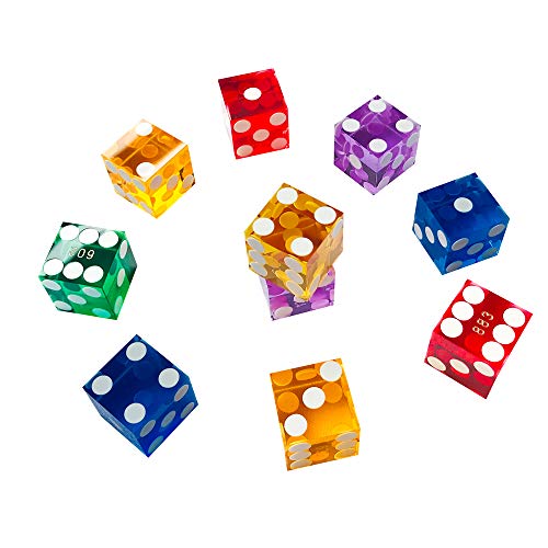 Yuanhe Set of 5 Grade AAA Precision 19mm Serialized Casino Dice with Razor Edges and Corners - Blue
