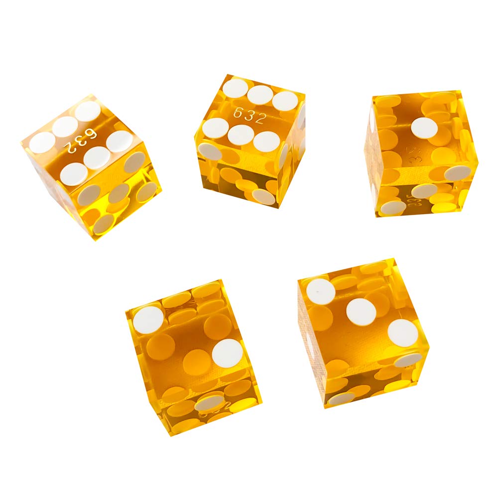 Yuanhe Set of 5 Grade AAA Precision 19mm Serialized Casino Dice with Razor Edges and Corners - Blue