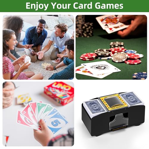 YUCEEN Automatic Card Shuffler – Battery-Powered Electric Shuffler for 1-2 Decks, Works with Poker, UNO, Blackjack, and More