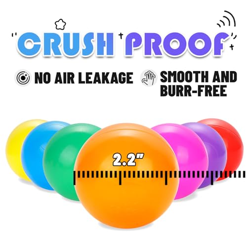 YUFUL Ball Pit Balls - 2.2 Inch Rainbow Multicolor BPA-Free Crush-Resistant Non-Toxic for Toddlers Kids